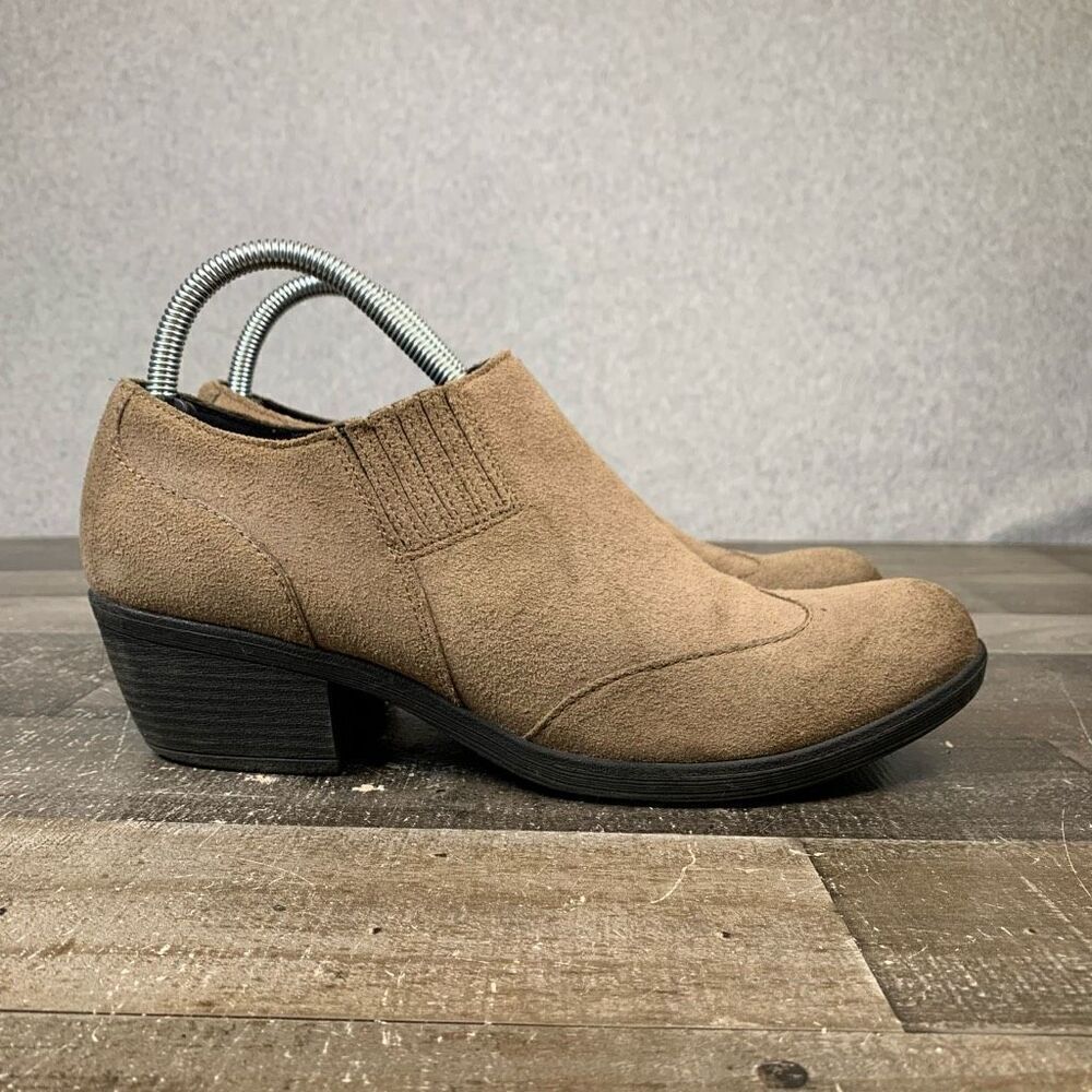 Korks by Kork Ease Women’s Size 8.5 Suede Ankle Booties Tan Slip On Block Heel